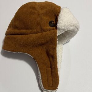 Carhartt Infant Toddler Trapper Hat Tan Brown Ear Flap Fleece Sherpa Lined